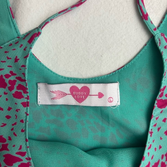 Buddy Love Pink and Teal Flowy Top - Picture 3 of 5